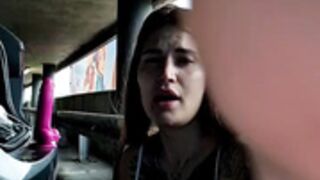 TattooGirlAlia Sits On Dildo In Parking Lot