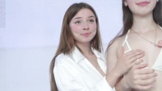 Blue Bell and Friend Alice Rub Cream in to their Tits