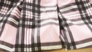 jumping on dildo with skirt and tights