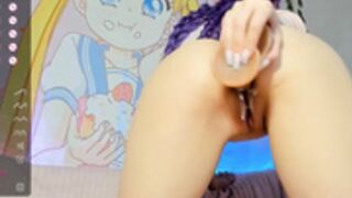 Tiny Monica stretches her ass