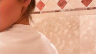 Hannah Palmer in shower