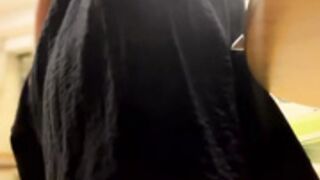 Upskirt With Beige Panties Black Dress