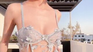 Cherry teases and masturbates outdoors