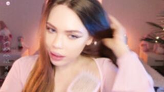 girl starts slapping herself then gets nasty with dildo