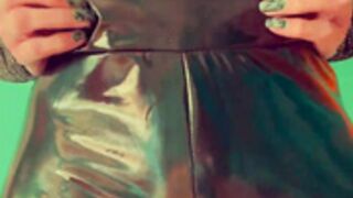 ASMR Latex Wet Look Leggings Scratching and Tapping