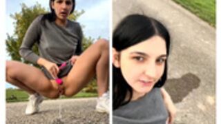 DoriDeluxe66 Risky Big Squirt Outside The Car In Public