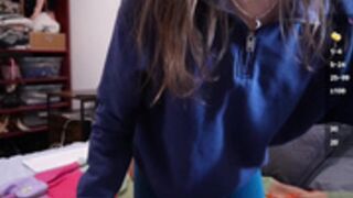 Meg in blue pantyhose