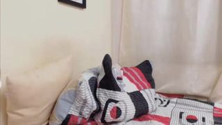 Warming her ass with buttplug