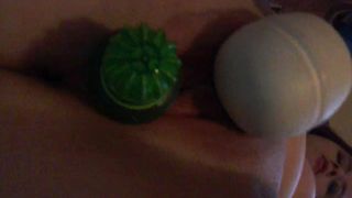 Oppai Queen masturbates with dildos and a Hitachi
