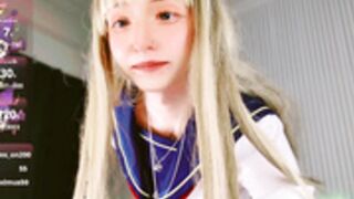 mimi cos as a blonde student with a rare dripping pussy