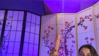 Cute busty GermanSluts sucks extra long dildo