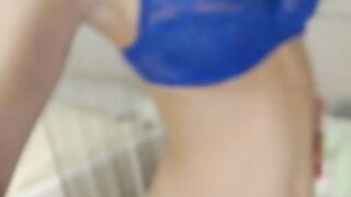 xviciouslovex strips out of a tiny blue bra