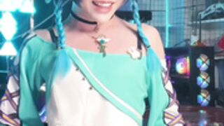 cute femboy in venti cosplay masturbating