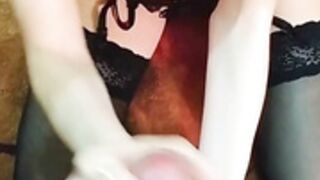 bulgarian gf handjob / balls cupping + faceshot.