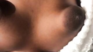 Black african girl with puffy huge areolas