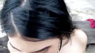 The_titis_outdoors gets facefucked and pukes