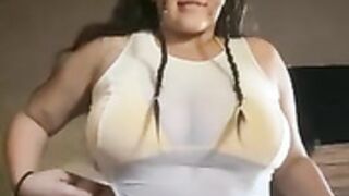 Big Titty Exhibitionist Flashes Beach