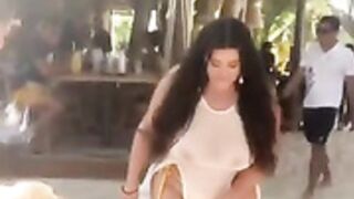 Big Titty Exhibitionist Flashes Beach