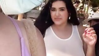 Big Titty Exhibitionist Flashes Beach