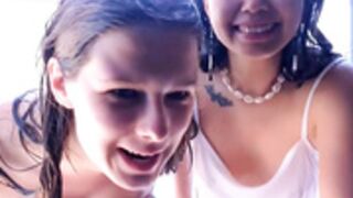 Katie_dierse & lovely_misa swimming pool couple show