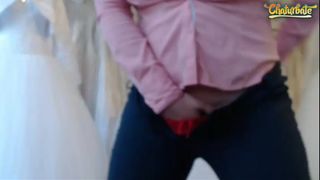 Hot Myrabelle plays with herself at a store
