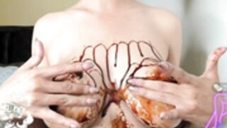 Abigail_Ab chocolate massage on boobs