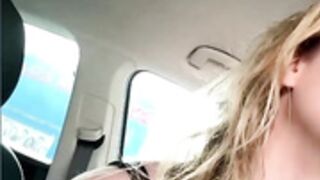 Evie fucks the gear lever letting a stranger watch her