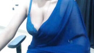 Anya Kapoor in Blue Saree