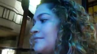 Danielavegax sucking Sara_smiiith211 in public bar 1