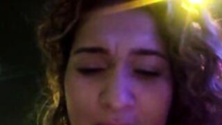 Danielavegax sucking Sara_smiiith211 in public bar 2