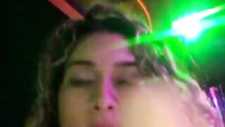 Danielavegax sucking Sara_smiiith211 in public bar 2