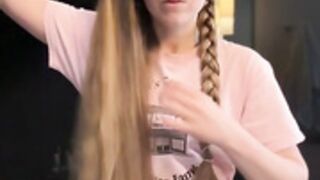 Jessie Cave Pink plaits