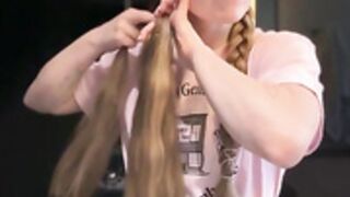 Jessie Cave Pink plaits