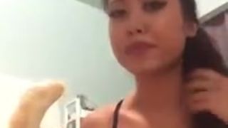 Mushu Yuki showing ass and sucking banana on peri