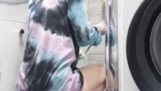 Cleaning motivation girl in dress _ Transparent See tho