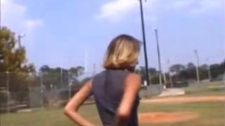 Naked on a baseball diamond