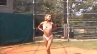 Naked on a baseball diamond