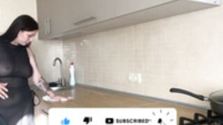 Table cleaning _ TRY ON HAUL Transparent Black DRESS