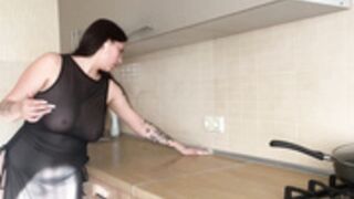 Table cleaning _ TRY ON HAUL Transparent Black DRESS