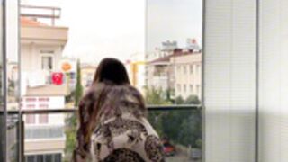 Girl clean window_ Transparent See thought leopard dres