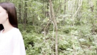 onlynikalodge goes topless in the forest