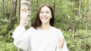 onlynikalodge goes topless in the forest