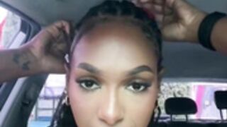 MilaHall naughty in a car