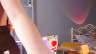 aluntick 2025-03-08 nipple slips in kitchen apron
