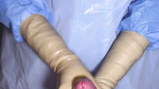 Milking-nurse milking patient