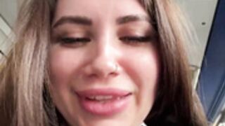 Girls-leia took off her panties in front of the passeng