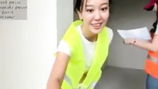 Skinny Asian Cutie ☆ Bates & Squirts at Work Site
