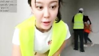 Skinny Asian Cutie ☆ Bates & Squirts at Work Site