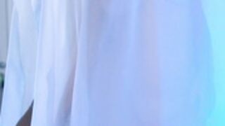 Sarahpeach nude behind curtains playful
