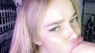 YourEva sucks a huge dildo